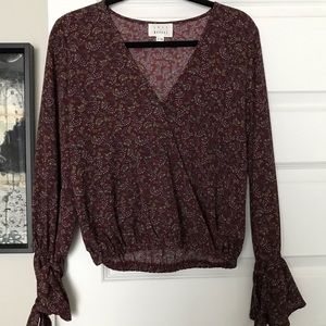 Lost + Wander crimson tie sleeve top